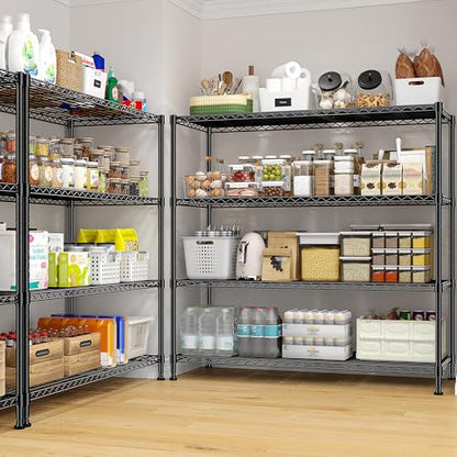 45 "W Metal Shelving Unit 4 Tier Storage Shelves Adjustable Wire Shelving Metal Shelf Pantry Shelves Wire Rack Commercial Shelving for Kitchen Pantry Utility Room Garage 45 "W x 59.4 "Hx 13.5" D Black - size: 45" W x 59.4Hx 13.5" D