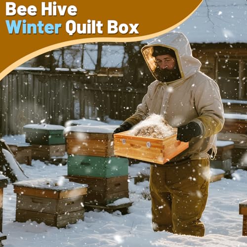 2Pcs Bee Hive Winter Quilt Box 8 Frame Dipped in Beeswax Langstroth Overwintering Beehive Quilt Box for Bees Winter - size: 2 Pcs 8 Frame