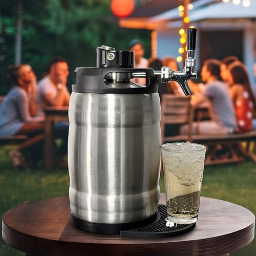 Gloria Rose 7L (1.8 Gal) Mini Keg, Pressurized Keg for Drinks, with Tap System, Co2 Regulated, Stainless Steel - size: 7L Silver