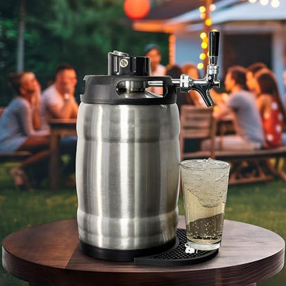 Gloria Rose 7L (1.8 Gal) Mini Keg, Pressurized Keg for Drinks, with Tap System, Co2 Regulated, Stainless Steel - size: 7L Silver