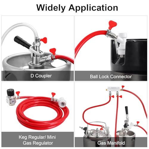 MRbrew 5 FT CO2 Line Ball Lock Keg Fitting Kit, 5/16" OD PVC Brewing Line with Quick Disconnect & Hose Clamp, Barb for Homebrew Corny Keg Carbonation Draft Beer Tap System - size: 5Ft CO2 line kit