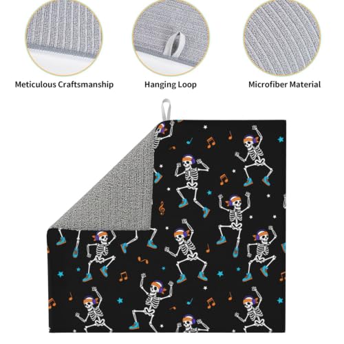 Dancing Skeletons Star Musical Notes Dish Drying Mats for Kitchen Counter, Super Absorbent Microfiber Drainer Pad, Washable Reversible Appliance Protector, Kitchen Must-Have, 16x18 Inch - color: Dancing Skeletons Star Musical Notes