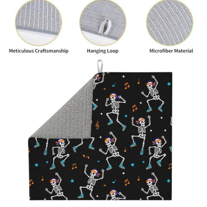 Dancing Skeletons Star Musical Notes Dish Drying Mats for Kitchen Counter, Super Absorbent Microfiber Drainer Pad, Washable Reversible Appliance Protector, Kitchen Must-Have, 16x18 Inch - color: Dancing Skeletons Star Musical Notes