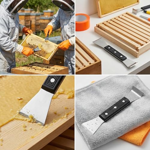 Uncapping Tool, Silver Double-Ended Hive Chisel with Wide Blades, Stainless Steel Scraper for Wax and Propolis Cleaning on Frames, Textured Handle, 1 Piece