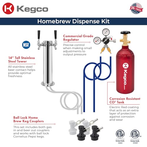 Kegco HBK309S-2 Home Brew Keg Dispenser, Stainless Steel, 2 Tap - color: Stainless Steel, size: 2 Tap