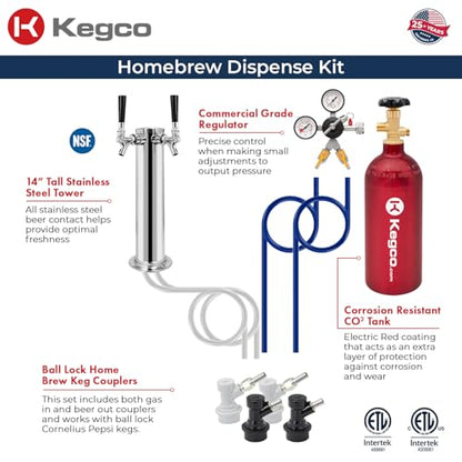 Kegco HBK309S-2 Home Brew Keg Dispenser, Stainless Steel, 2 Tap - color: Stainless Steel, size: 2 Tap