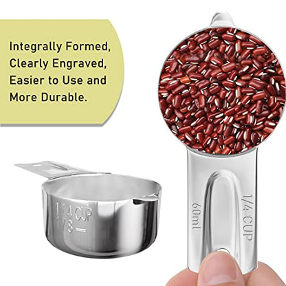 1PCS 1/4Cup (60ml, 2oz) Single Measuring Cup, Stainless Steel Measure Scoop, Metric and US Measurement, Dishwasher Safe - size: 1/4cup|60ml|2oz