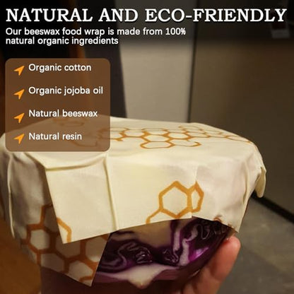 Reusable Beeswax Wrap 3 Pack (S, M, L) Beeswax Wraps for Food - Organic, Sustainable, Zero Waste, Plastic-Free Food Storage Wrap, Eco-Friendly Alternative to Aluminum Foil and Plastic Wrap