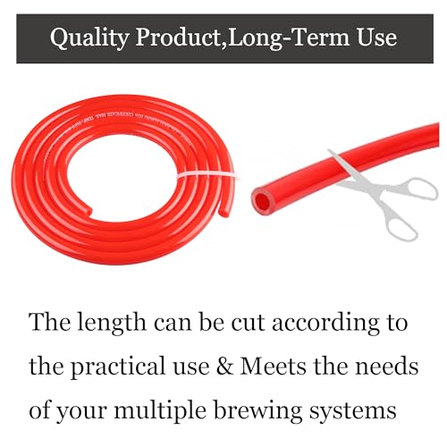 20FT CO2 Gas Line 5/16" ID 9/16" OD CO2 Vinyl PVC Tubing with Hose Clamps Replacement Hose Kit for Home Brewing, Gas Manifold, Keg Regulator by GWENBHMTOOL - color: Red
