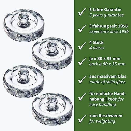Westmark Fermentation Weights - Fermentation Set of 4 Fermentation Weights for Fermentation, Glass Weights in Two Sizes, Accessories for Fermentation - Glass, Diameter 8 cm, Pack of 4 - size: Ø 8 cm