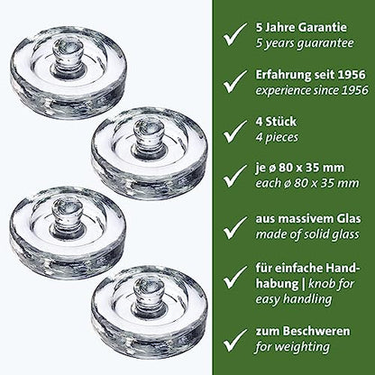 Westmark Fermentation Weights - Fermentation Set of 4 Fermentation Weights for Fermentation, Glass Weights in Two Sizes, Accessories for Fermentation - Glass, Diameter 8 cm, Pack of 4 - size: Ø 8 cm