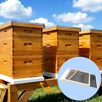 2 Pcs Bee Hive Metal Screened Bottom Board for 8-Frame Hives, Paint Finishing with Entrance Reducer Beehive Metal Screened Bottom Board for 8-Frame Langstroth Hives Beekeeping Supplies - size: 8-Frame