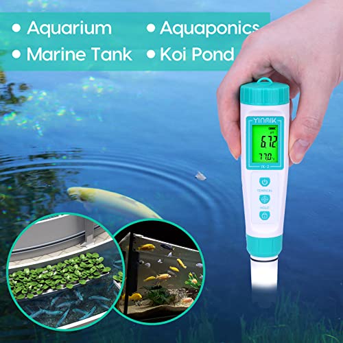 YINMIK Digital pH Meter with Extra Replaceable Probe, Pocket pH Tester for Hydroponics, Accurate Water Tester for Swimming Pool Hot Tub Aquariums Home Wine Brewing - color: White