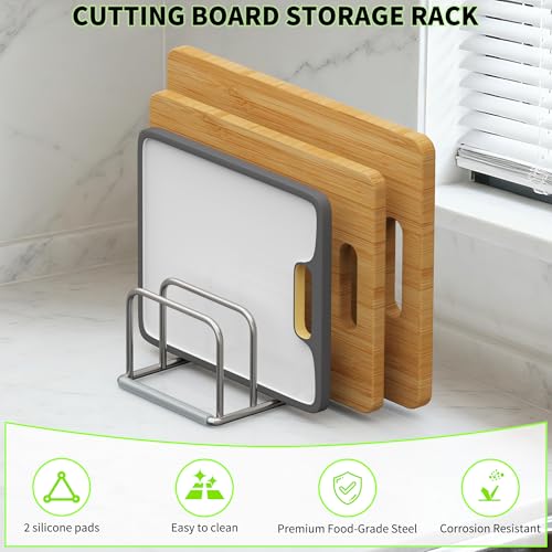 Cutting Board Organizer, 304 Stainless Steel Chopping Board Holder & Pot Pan Lid Rack, Kitchen Shelf Organizer for Bakeware, Cookie Sheets & Trays - size: 1.0 in Slots - 1 Pack