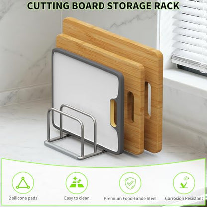 Cutting Board Organizer, 304 Stainless Steel Chopping Board Holder & Pot Pan Lid Rack, Kitchen Shelf Organizer for Bakeware, Cookie Sheets & Trays - size: 1.0 in Slots - 1 Pack