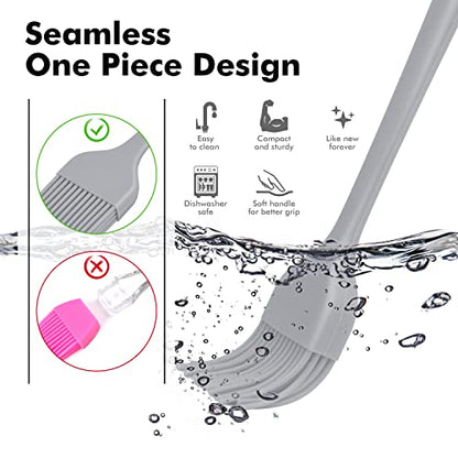 HOTEC Basting Brushes Silicone Heat Resistant Pastry Brushes Spread Oil Butter Sauce Marinades for BBQ Grill Barbecue Baking Kitchen Cooking BPA Free Dishwasher Safe (Grey 2) - color: Grey 2