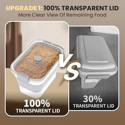 20-23 Lbs Dog Food Storage Container, Collapsible Dog Food Container with Transparent Airtight Lid,Multifunctional Pet Food Storage Container for Dog Cat,Rice,Flour,Pet Food Scoop and Dog Bowl - color: Clear/23 lbs