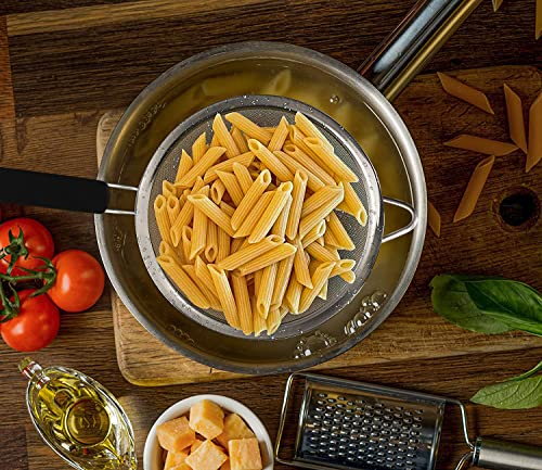 Fine Mesh Strainer with thermo plastic rubber handle - Sieve Fine Mesh Stainless Steel - Ideal to Sift Flour, Icing Sugar, Fruits and Vegetables (5.5 Inches) - size: 5.5 Inches - TPR