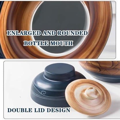 Retro Kimchi Jar with Embossed Lotus Pattern, Water-Sealed Fermentation Tank, Handmade Ceramic Pickling Crock, with Double Lid(3.5kg/123.4oz) - size: 3.5kg/123.4oz