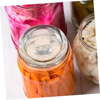 SOLUSTRE Glass Fermenting Weight for Wide Mouth Mason Jars with Easy Grip Handle Lightweight Pickle Jar Lid for Kimchi Sauerkraut Safe Household Fermentation Accessory
