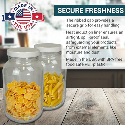 1 Gallon Large Plastic Jar with Lid (1 Pack) - Food Safe & Air Tight - Clear Storage Gallon Container with Lid - Wide Mouth Food Storage Containers - Large Candy Jar for Kitchen & Pantry Organization - size: 1 Pack