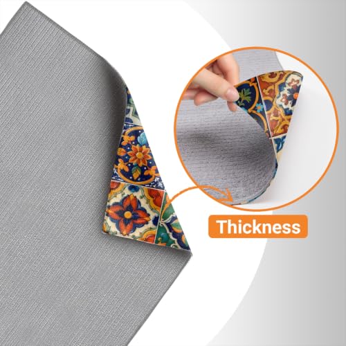 Absorbent Kitchen Dish Drying Mat Quick Dry Heat Resistant Hide Stain for Glasses Coffee Espresso Machines Pots Pans and Dish Racks,18" x 24" Bohemia Talavera Mexican Tiles Pattern - color: Bohemia Talavera Mexican Tiles