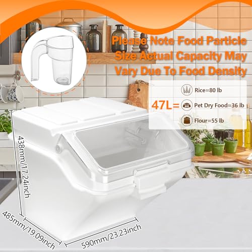Flour Bin,50lb Stackable Kitchen Ingredient Storage Container with Lid - Food Pantry Organizer for Flour, Sugar, Rice, Baking,Dog Food Supplies (50lb) - size: 50lb
