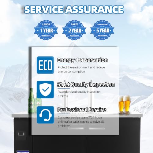 Polarman Commercial Beer Dispenser Two Single-tap Draft Kegerator 2 Door Keg Refrigerator for Bars and Restaurants 61” W Stainless Steel With 2 Coupler, 33°F- 41°F Temperature Control-Direct Draw - size: 61"W Two Single-tap