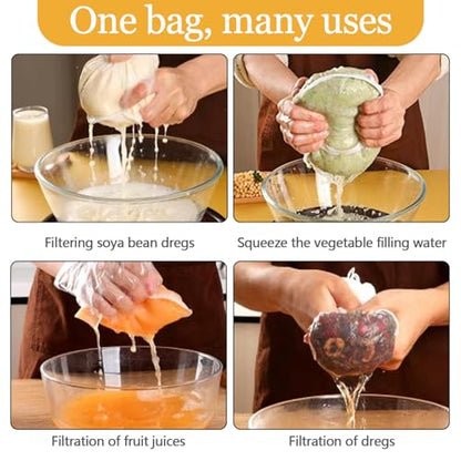 Cheese Cloth Bag For Straining, Nut Milk Bag - Reusable Straining Bags For Nut Milk, Soy Milk, Dumpling Fillings, And More (3, S) (3, L) - size: L