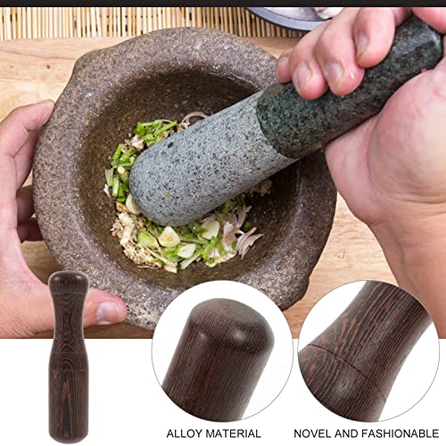 Healifty Wooden Pestle Garlic Masher 6.88" Ergonomic Grinder Rod | Natural timber muddler for sauces. Compact manual pounder fits stone bowls for effortless food crushing daily