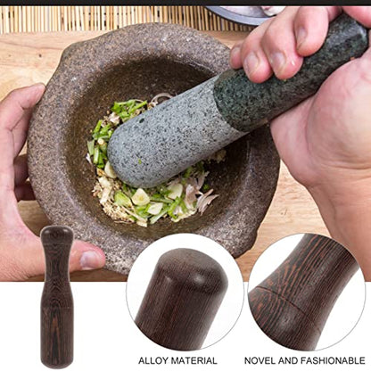Healifty Wooden Pestle Garlic Masher 6.88" Ergonomic Grinder Rod | Natural timber muddler for sauces. Compact manual pounder fits stone bowls for effortless food crushing daily