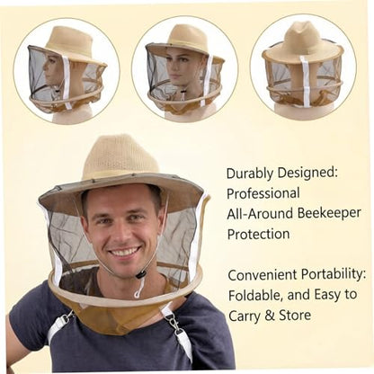 Beekeeper Hat with Veil - Professional Protection Bee Hat with Adjustable Strap & Breathable Design for Beekeeping Supplies