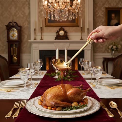 KEAWELL Premium 7.5 inch Luxury Gravy Ladle, 18/10 Stainless Steel, Small Gravy Spoon for Home. Solid and Sturdy, Dishwasher Safe. (1, Gold) - color: Gold
