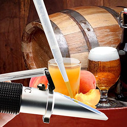 Dual Scale Optical Beer Refractometer Measures Brix & Wort Specific Gravity 0~32% Brix 1.000-1.130 SG with ATC for Brewing, Juices, Alcohol Content Analysis