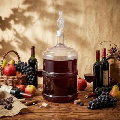 Ziliny 5 Gallon Plastic Fermentation Carboy with Drilled and Undrilled Silicone Stoppers Airlock Handle and Brush Wine Fermenter Beer Fermenting Jug Carboy for Beer Wine Making Equipment