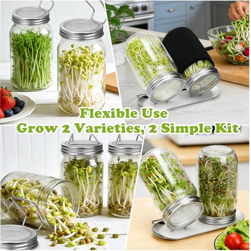 Palksky Sprouting Lids for Wide Mouth Mason Jars, 6Pack Reusable Stainless Steel Screen Bean Sprouts Growing Lid for Organic Alfalfa Broccoli Seeds Mung Bean Plant Germination Kits - color: Screen Sprouting Lids 6Pack