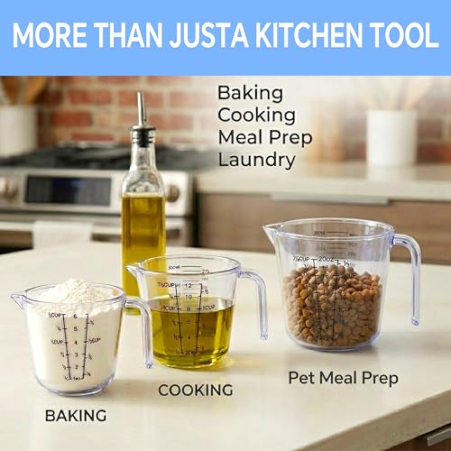 Measuring Cup Set, 3PCS Plastic Liquid Measuring Cups,Includes 150Ml, 300Ml and 600Ml, with Nozzle Handle- Baking, Cooking, Mixing & Liquid/Solid Measuring, Essential Kitchen Tools (Clear) - color: Clear