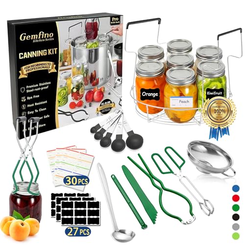 Gemfino Canning Supplies Starter Kit with Canning Rack,Canning Kit for Beginners - color: DeGreen