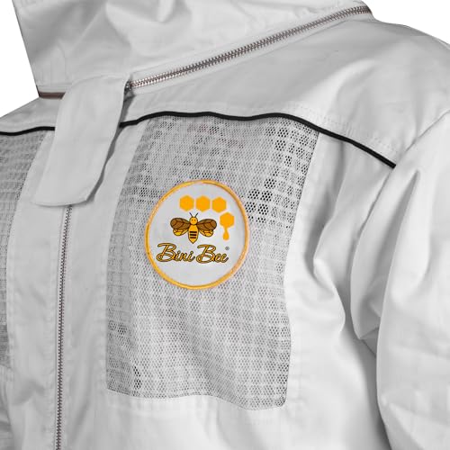 Generic Beekeeping Bee Cotton Semi Ventilated Jacket with Hood Style Veil (5XL) - size: 5X-Large