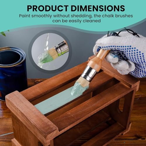 Mister Rui Chalk Wax Paint Brush, 4pcs, Chalk Paint Brushes for Furniture, Flat Pointed and Round Brush with Natural Bristles for Chalk Paint and Wax, Natural Bristles Stencil Brushes, No Shedding