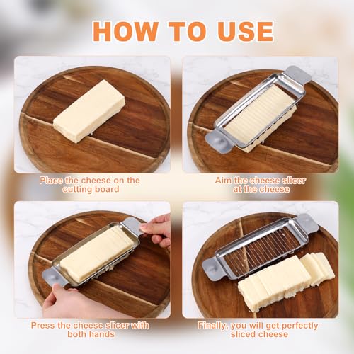 304 Stainless Steel Multipurpose Slicer for Block Cheese, Butter & Fruit - Handheld Kitchen Tool