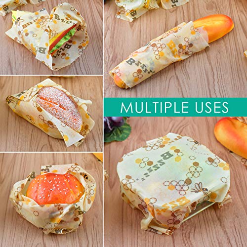 Reusable Beeswax Wraps 13 x 39 Inch Beeswax Wraps for Food Eco-Friendly Sustainable Food Storage Wraps for Sandwich, Cheese, Fruit, Bread, Snacks - size: Bee
