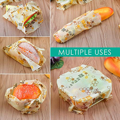 Reusable Beeswax Wraps 13 x 39 Inch Beeswax Wraps for Food Eco-Friendly Sustainable Food Storage Wraps for Sandwich, Cheese, Fruit, Bread, Snacks - size: Bee