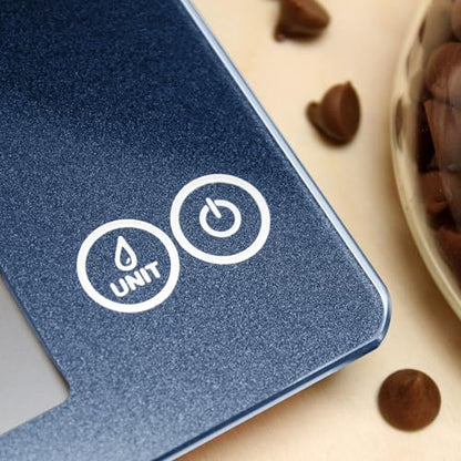 Escali Arti Glass Food Scale Digital Countertop Kitchen, Baking and Cooking Scale with Nutrition and Calorie Counter, 15-Pound Capacity, 9" x 6.5" x .75", Blue Mirage - color: Blue Mirage