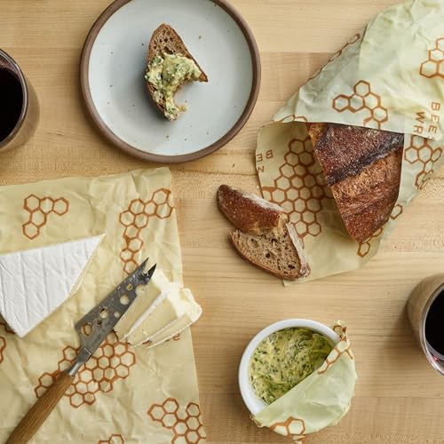 Bee's Wrap Beeswax Wraps for Food - Pack of 5 Assorted Wraps - 3 Medium & 2 Large Food Storage Bags - Meadow Magic & Honeycomb - Plastic Free Made in USA Reusable Kitchen Storage Bags - style: 5 Pack (Meadow Magic & Honeycomb)