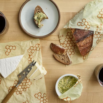 Bee's Wrap Beeswax Wraps for Food - Pack of 5 Assorted Wraps - 3 Medium & 2 Large Food Storage Bags - Meadow Magic & Honeycomb - Plastic Free Made in USA Reusable Kitchen Storage Bags - style: 5 Pack (Meadow Magic & Honeycomb)