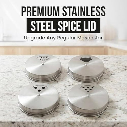 Mason Jar Spice Shaker Lids Stainless Steel – 6 Pack Adjustable Spice Lids for Mason Jars Wide Mouth – Seasoning Salt Pepper Dispenser Tops for Ball Canning Jars - style: Wide Mouth