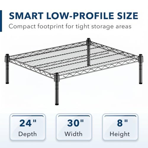 24" x 30" x 8" Black Epoxy Wire Storage Shelf, Dunnage Rack, Commercial 1 Tier Small Shelf - color: Black, size: 24"D x 30"W x 8"H
