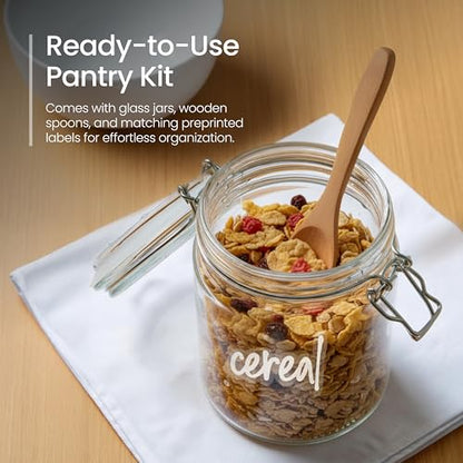 Talented Kitchen Airtight Mason Canning Jars - Multiuse Food Storage Containers with Lids for Canning Supplies & Homemade Food Storage - Clamp-Lid Glass Containers - 25 oz, Pack of 6