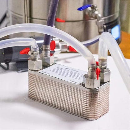 20/30/40 Plates Heat Exchanger Wort Chiller, Stainless Steel Counterflow Chiller Beer Cooler Garden Hose Rapid Cooling(20 plate) - color: 20 plate